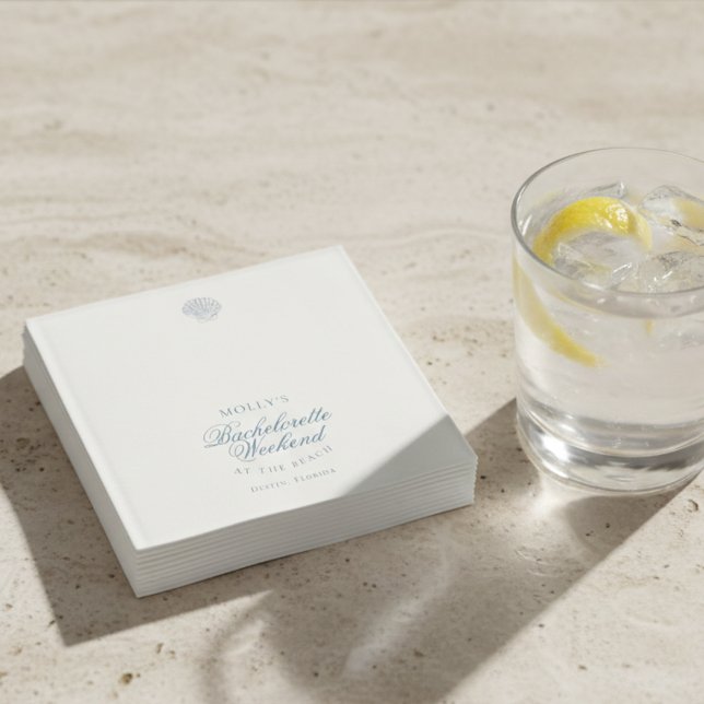 Guardanapo De Papel Coastal Blue Seashell Bachelorette (Coastal Blue Seashell Bachelorette Napkins)