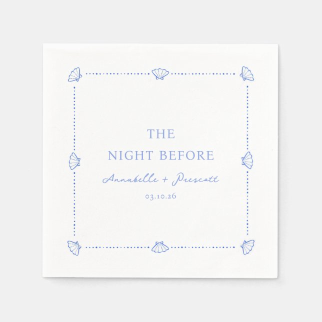 Guardanapo De Papel Coastal Chic Blue Personalized Rehearsal Dinner (Frente)