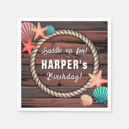 Guardanapo De Papel Coastal Cowgirl Western Beach Birthday Personalize