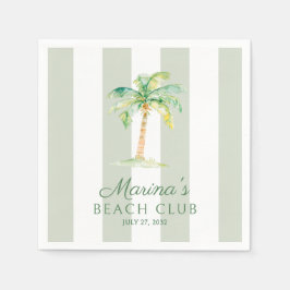 Guardanapo De Papel Coastal Green Cabana Stripes Palm Beach Club