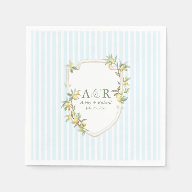 Guardanapo De Papel Coastal Mediterranean Lemon Crest Wedding (Frente)