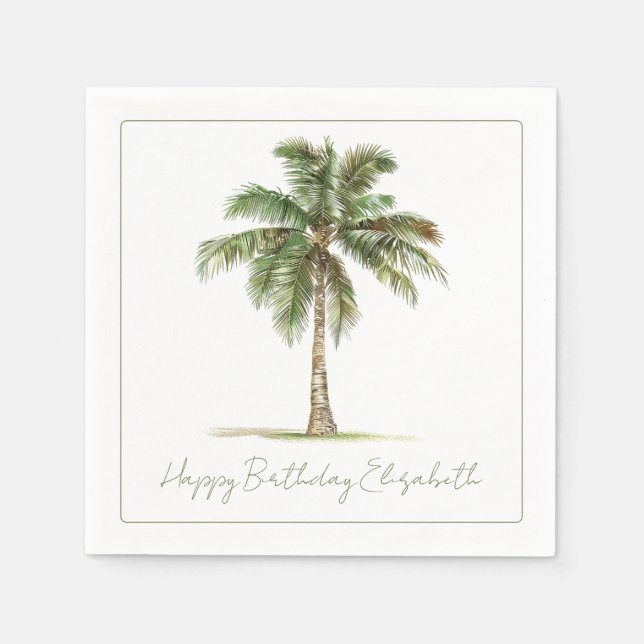 Guardanapo De Papel Coastal Palm Tree Personalized Party (Frente)