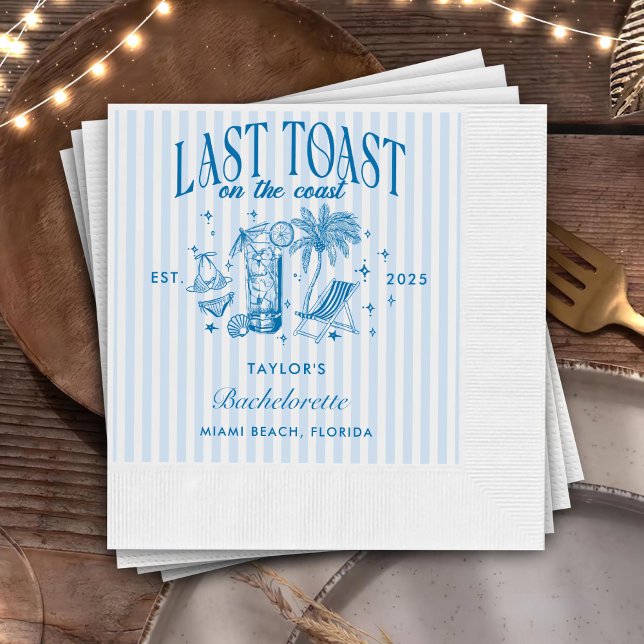 Guardanapo De Papel Coasteira Bachelorette Modern Cocktail Blue (Criador carregado)