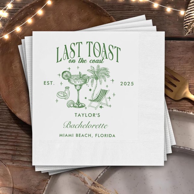 Guardanapo De Papel Coasteira Bachelorette Modern Cocktail Party Green (Criador carregado)