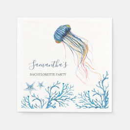 Guardanapo De Papel Coaster Watercolor Jelly Fish Personalizado Napkin
