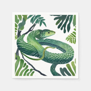 Guardanapo De Papel Cobra Verde Ano da Cobra Aquarela