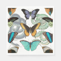 Cobras e borboletas coloridas