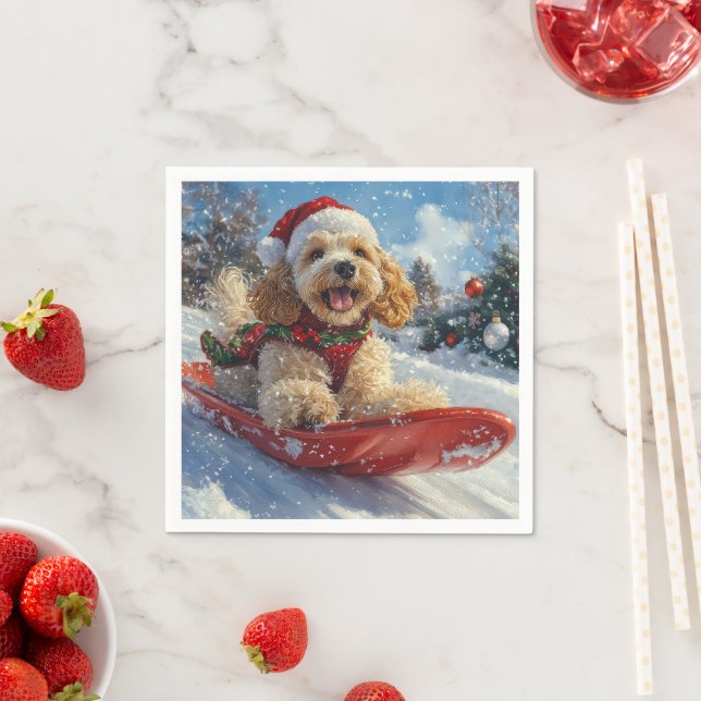 Guardanapo De Papel Cocker Spaniel no Trenó Deixe Nevar Natal (Insitu)
