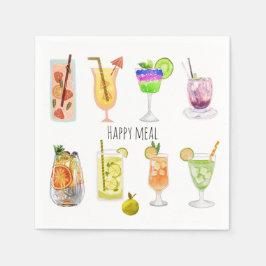 Guardanapo De Papel Cocktail aquarela Festa bonita Celebração branco