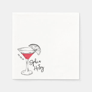 Guardanapo De Papel Cocktail Cosmopolita Desenhado Mão