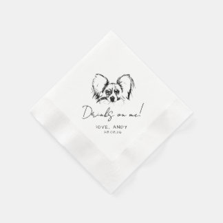 Guardanapo De Papel Cocktail de Cão Papillon Desenhado à Mão 'Drinks o