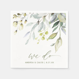 Guardanapo De Papel Cocktail de Casamento Botânico Aquarela Folhagem