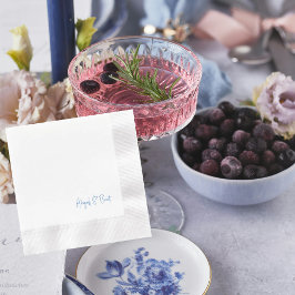 Guardanapo De Papel Cocktail de Casamento Cunhado de Texto Azul Sapphi