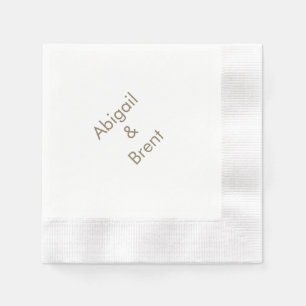 Guardanapo De Papel Cocktail de Casamento Cunhado Dourado e Branco Mod