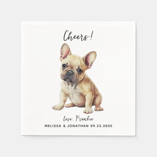 Guardanapo De Papel Cocktail de Casamento de Cães (Frente)