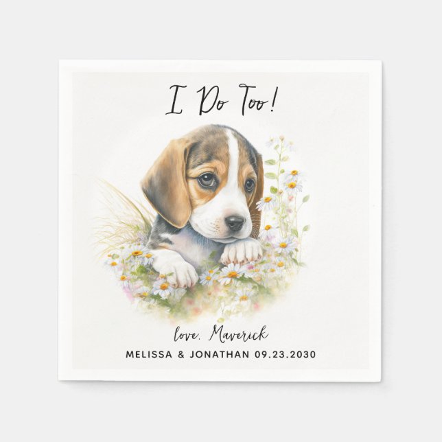 Guardanapo De Papel Cocktail de Casamento de Cães (Frente)