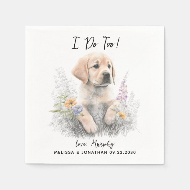 Guardanapo De Papel Cocktail de Casamento de Cães (Frente)