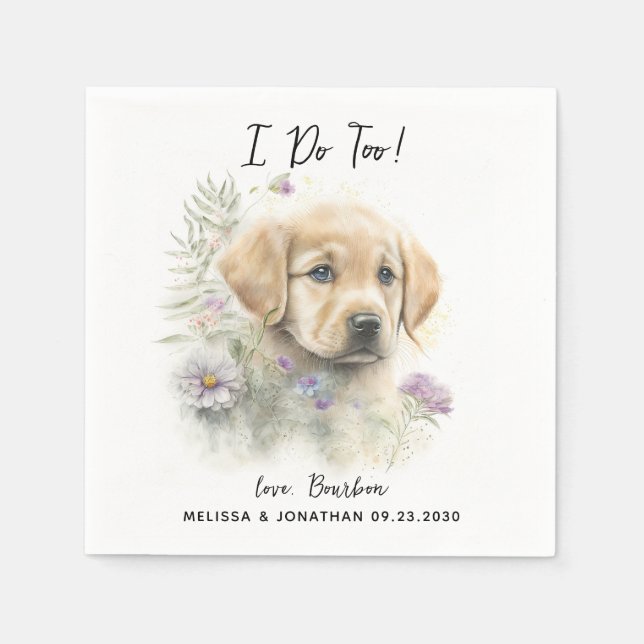 Guardanapo De Papel Cocktail de Casamento de Cães (Frente)