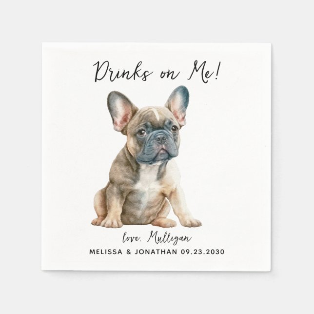 Guardanapo De Papel Cocktail de Casamento de Cães (Frente)