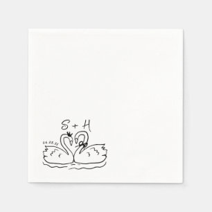 Guardanapo De Papel Cocktail de Casamento de Coração do Cisne Desenhad