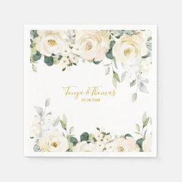 Guardanapo De Papel Cocktail de Casamento de Epiphany Branca