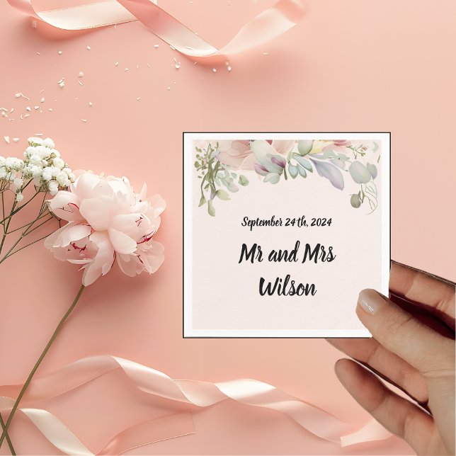 Guardanapo De Papel Cocktail de Casamento de Flores Selvagem Elegante  (Criador carregado)