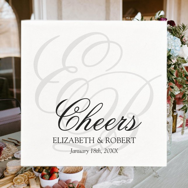 Guardanapo De Papel Cocktail de Casamento Monograma Simples Brindes (Criador carregado)