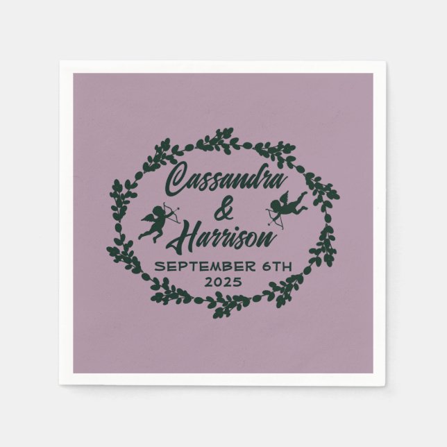 Guardanapo De Papel Cocktail de Casamento Russo Roxo Profundo (Frente)