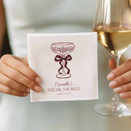 Guardanapo De Papel Cocktail de Chá de Noiva Elegante em Burgundy com