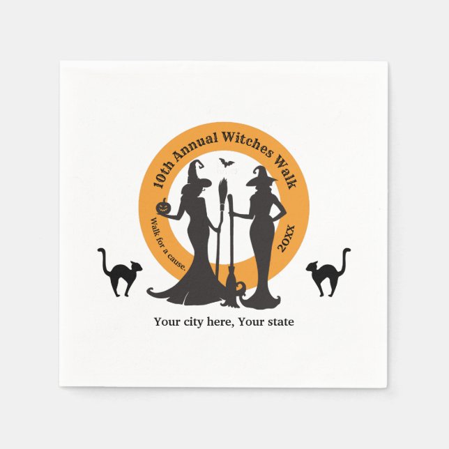 Guardanapo De Papel Cocktail de eventos de caminhada de bruxas (Frente)