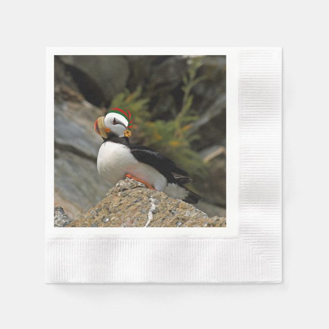Guardanapo De Papel Cocktail de Natal Napkin of puffin (Frente)