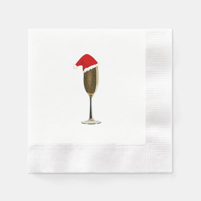 Guardanapo De Papel Cocktail de Natal Napkins Champagne Santa Hat (Frente)