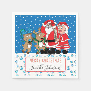 Guardanapo De Papel Cocktail de Natal Personalizado Napkin Papai Noel