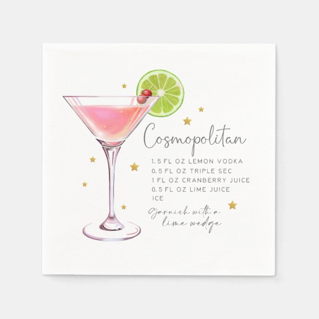 Guardanapo De Papel Cocktail de receitas cosmopolita (Frente)