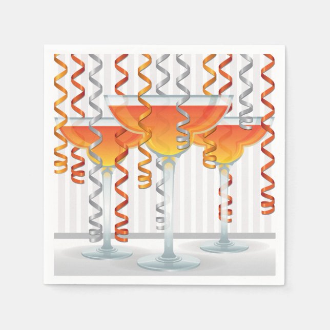 Guardanapo De Papel cocktail e fita de cor laranja (Frente)