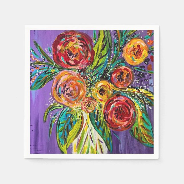 Guardanapo De Papel Cocktail floral Napkins (Frente)