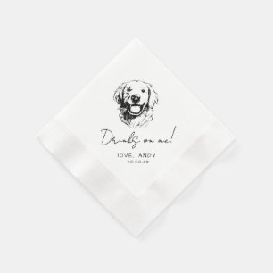 Guardanapo De Papel Cocktail Hand Drawn golden retriever Drinks on me