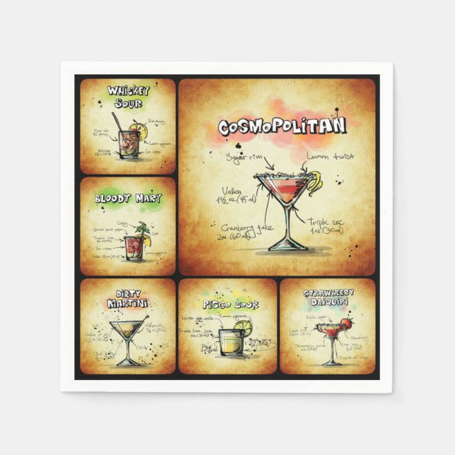 Guardanapo De Papel Cocktail Inspira Napkins - Arte Cosmopolita Bebida (Frente)