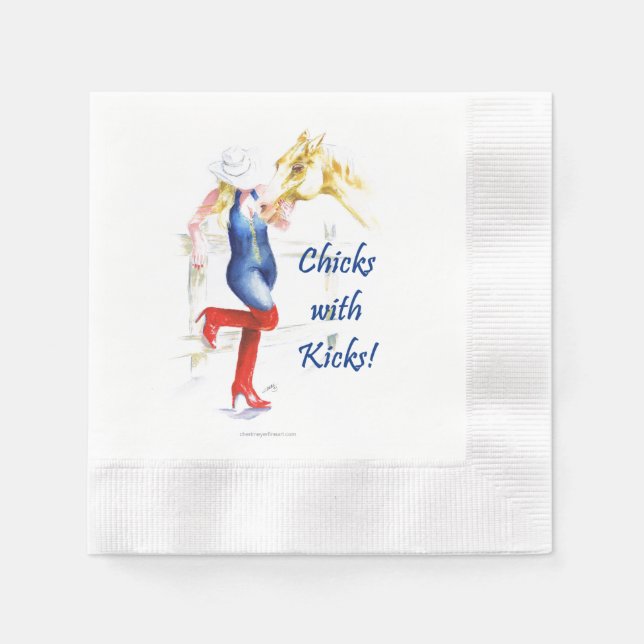 Guardanapo De Papel Cocktail Napkin-Sassy Cowgirl - Pintinhos com Kick (Frente)