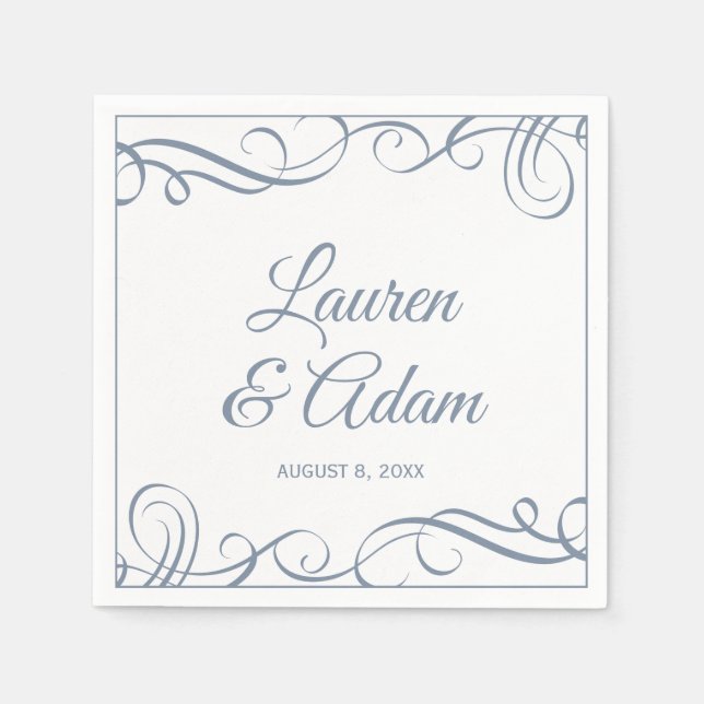 Guardanapo De Papel Cocktail Napkins | Anilhas Elegantes (Azul Dusty) (Frente)