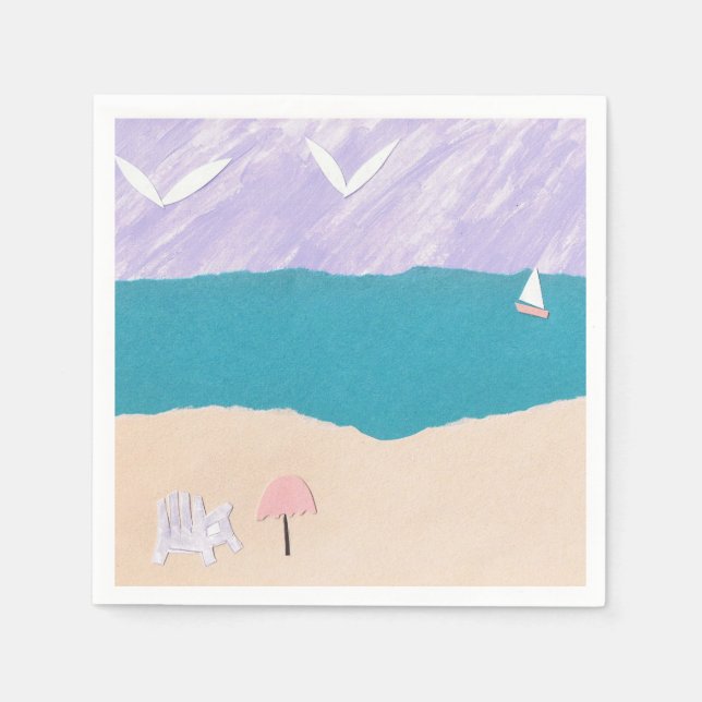 Guardanapo De Papel Cocktail Napkins com Design de praia (Frente)