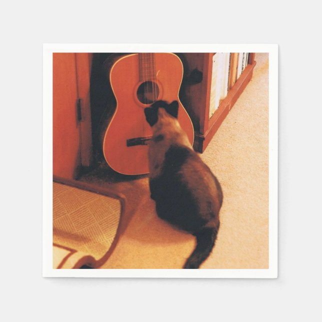 Guardanapo De Papel Cocktail Napkins com uma Foto de Gato Siamês (Frente)