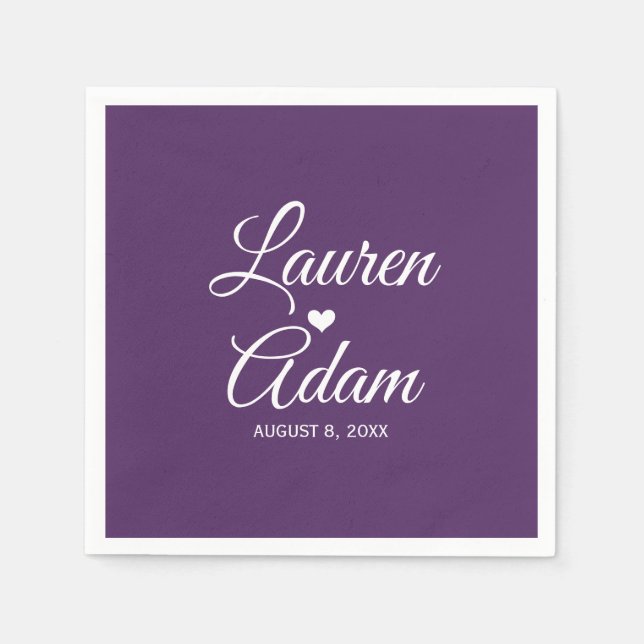 Guardanapo De Papel Cocktail Napkins | Simple Script Heart (Plum) DK (Frente)