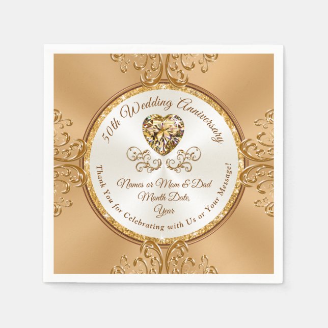 Guardanapo De Papel Cocktail personalizado de 50 anos Napkins (Frente)