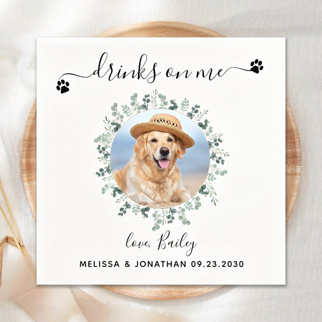 Guardanapo De Papel Cocktail personalizado de casamento de cães (Criador carregado)