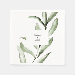 Guardanapo De Papel Cocktail Personalizado De Casamento De Folhagem Si
