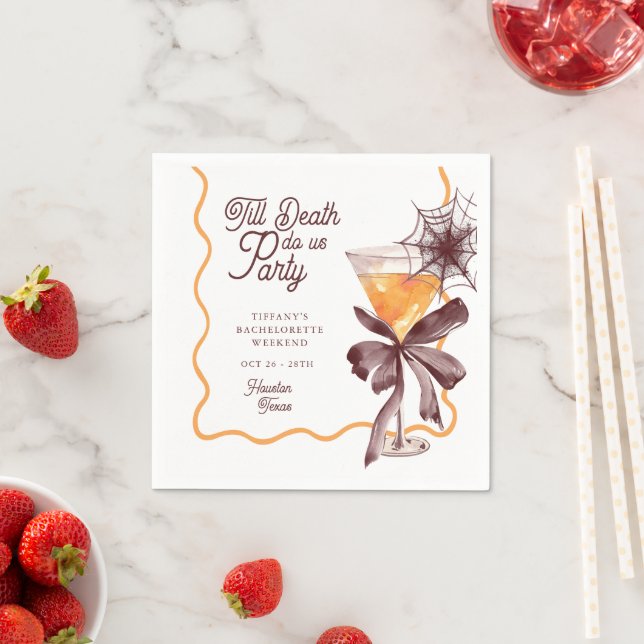 Guardanapo De Papel Cocktail Till Death Bow Halloween Despedida de Sol (Insitu)