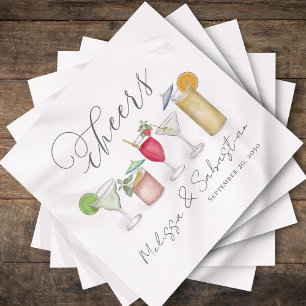 Guardanapo De Papel Cocktails de Casamento de Aquarela Personalizados