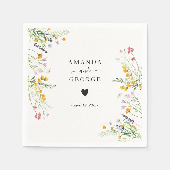 Guardanapo De Papel Cocktails de casamento de flores silvestres (Frente)