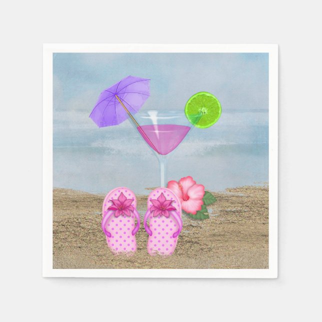 Guardanapo De Papel cocktails de verão em areia (Frente)